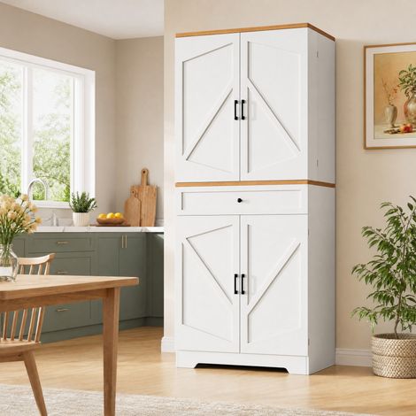 Armario alto de cocina con cajones MDF 80x40x180 cm OKMYHOME (1/5)