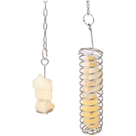 PA Vogelfutterspender, 2er-Pack, Vogelfutterspender für den Außenbereich, Edelstahl, Futterspender für Samen, Vogelkäfigzubehör, Werkzeug für Obst und Gemüse, zum Aufhängen (2 Modelle) (1/4)