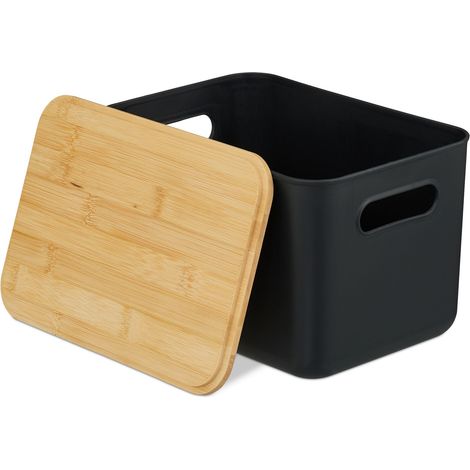 Set di 2 pratici contenitori portaoggetti impilabili bagno ufficio 16 x 26 x 17,5 cm in plastica naturale 130016851