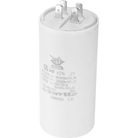 CBB60 55uF Condensateur de Démarrage, AC 450V 4 Broches 50/60Hz Double Insertion Cylindre Fond pour Climatisation, Pompe à Eau, Moteur de Ventilateur Étoile 105 x 50mm (1/5)
