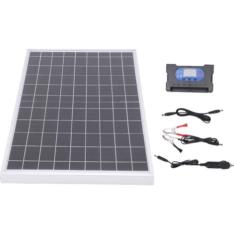 Ortviai Kit panneau solaire 10 W avec régulateur de charge rapide 100 A auto-adaptatif 12/24 V pour camping, randonnée et secours (1/5)