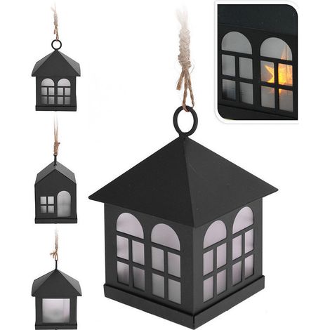 Lanterne LED 6x8cm Noir (1/3)