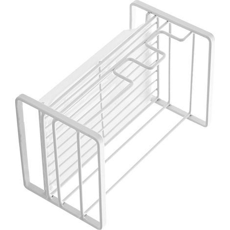 Égouttoir à éponges blanc mat compact antirouille, idéal pour la cuisine et la salle de douche. (1/5)
