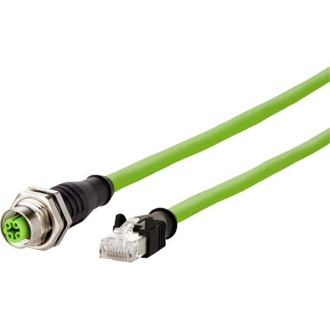 Metz Connect 142M4D25100 M12 Câble réseau, câble patch CAT 5e S/UTP 10.00 m vert gaine PUR, résistan