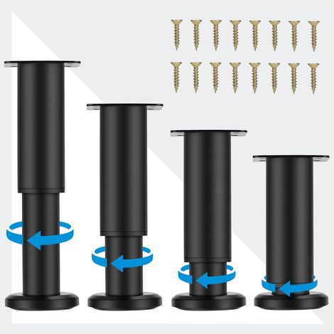 (Pieds pour les éléments de mobilier et pièces métalliques améliorées de 4,7 à 7 pièces, pièces pour le meuble lourd pour l'extension du canapé/lit/bureau/canapé, 4 pièces - Noir (1/5)
