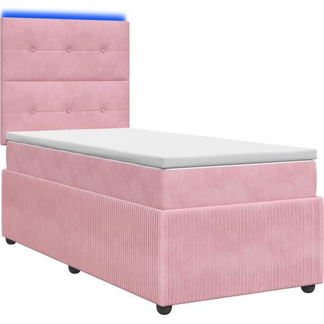 Maison Exclusive - Lit boxspring LED avec matelas Rose 90 x 190 cm Velours (1/5)