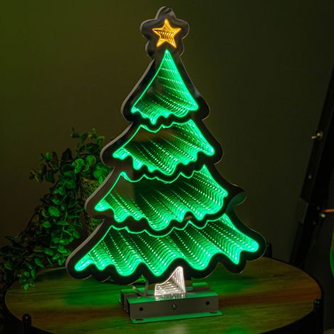 40cm Infinity Standing Christmas Tree with Metal Base and Green LEDs (1/5)