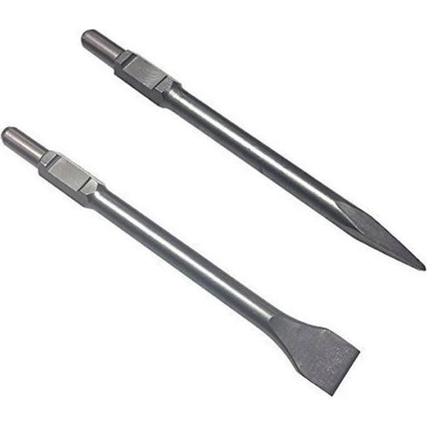 Professionnel SDS Hex Set de ciseaux 2 pièces 35. 50 x 410 mm burin plat Spat Ciseau Burin pointu emmanchement six pans 30 mm Spat pointu plat pour marteau de démolition (1/5)