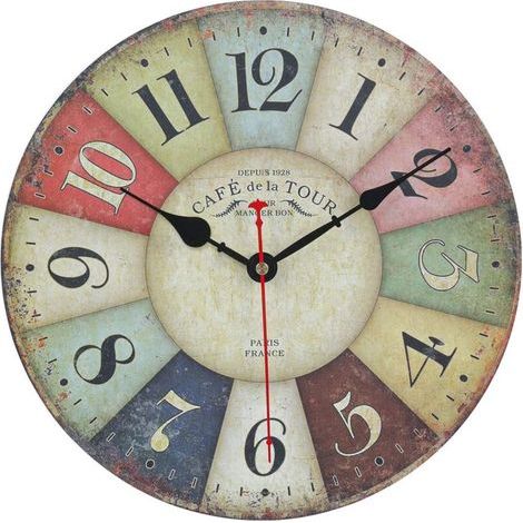Vintage Wall Clock, Retro Industrial Clock Silent Design Modern Wood Wall Clock