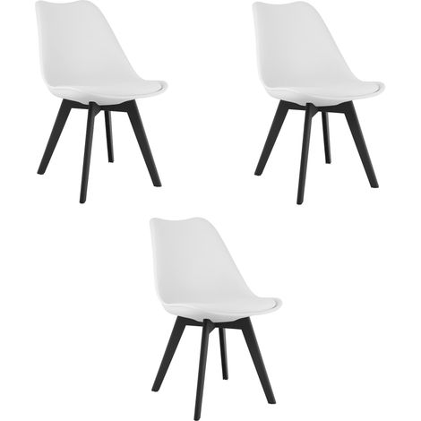 Silla MARK - blanca / patas negras x 3 (1/5)