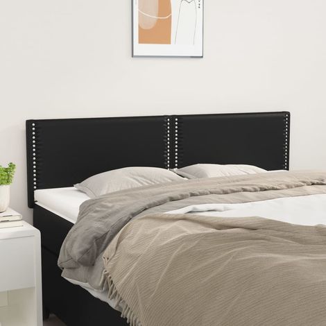 2 pcs Têtes de lit pour lit double, Tableau décoratif de chevet Noir 72x5x78/88 cm Similicuir CDE68530 (1/5)