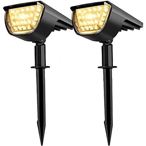 LangRay Spot solaire extérieur, lampes solaires de jardin, 32 lampes solaires étanches Led Ip65, 3 niveaux de luminosité, pour jardin, paysage extérieur, allée de jardin (pack de 2 blanc chaud)