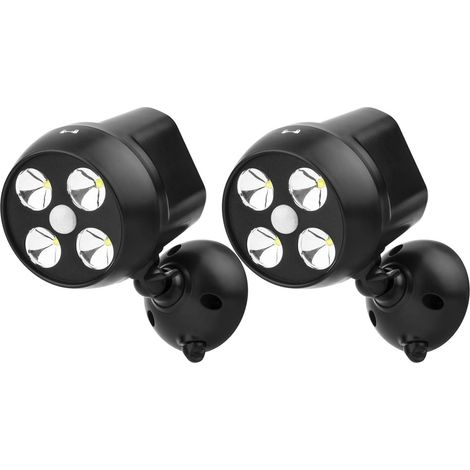 [2-pack] PHT de sécurité alimentée par batterie, Spotpht de capteur de mouvement PIR, mur extérieur résistant aux intempéries pour les passerelles Gardon, 600 lumen, 8W (noir) (1/5)