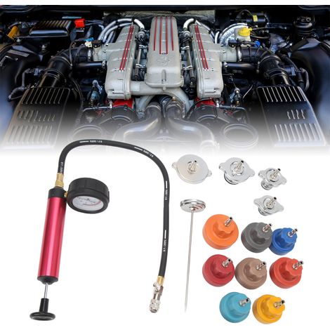 (Vidéo disponible) Kit de test de contrainte de radiateur pour Peugeot, Subaru, Chrysler, Acura, Mitsubishi, Nissan (livré en boîte carton) (YS-064) (Surdimensionné) (Surpoids) (1/5)