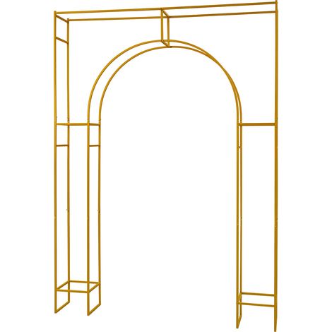 Arche de mariage en acier carbone dorée 2.5m - Stand fond écran pliable démontable pour cérémonie, anniversaire, décoration extérieure - Charge 20kg (1/5)