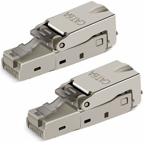 2 Pièces Sans Outil RJ-45 Cat6/6A Prise Modulaire de Connexion sur le Terrain, Cat6A RJ45 Blindé pour Câble D'installation 23-26AWG