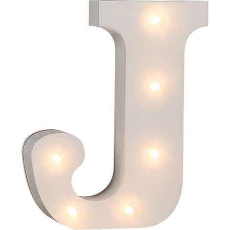 Lampada Out of the Blue, lettera J in legno, con 6 LED.