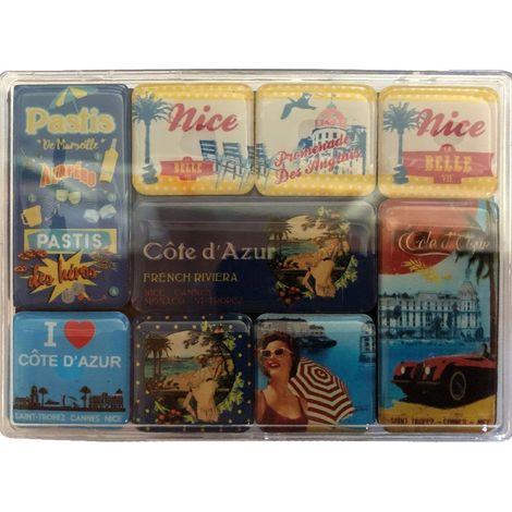 Lot de 9 Mini Magnets Côte d'Azur