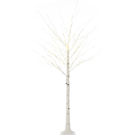 HOMCOM 4FT/5FT/6FT Artificial White Birch Tree Light w/  Warm White Pre-Lit LED Light 6FT