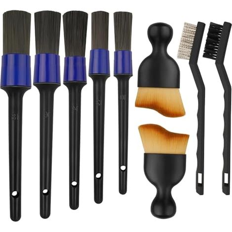 [JAMAIS UTILISÉ] Lot de 9 brosses de nettoyage pour intérieur de voiture, poils doux, anti-rayures, brosse pour intérieur de voiture, intérieur de voiture, intérieur de voiture, grille d'aération (1/5)