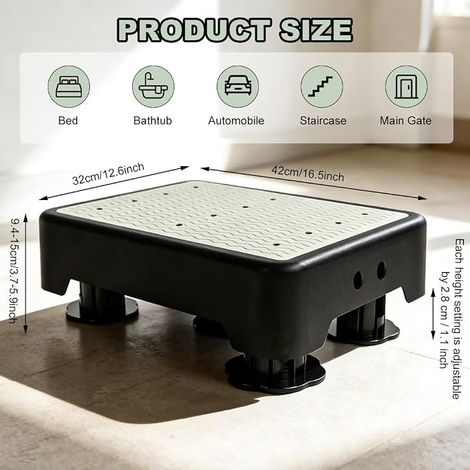 Half-Step Stool with Glow in the Dark Step, Adjustable Height 3 Levels (1/2)