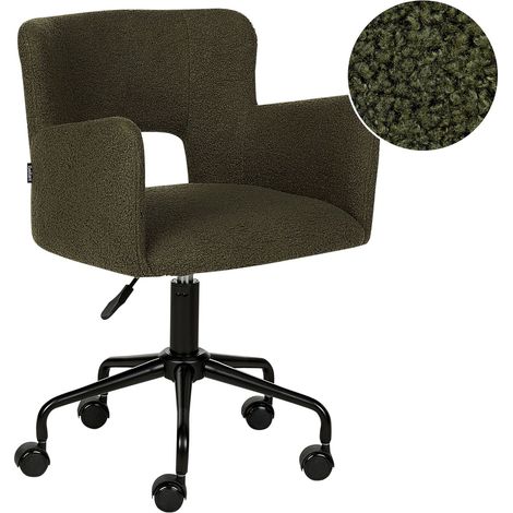 Sedia da scrivania girevole in tessuto boucle regolabile in altezza con schienale imbottito verde Sanilac (1/5)