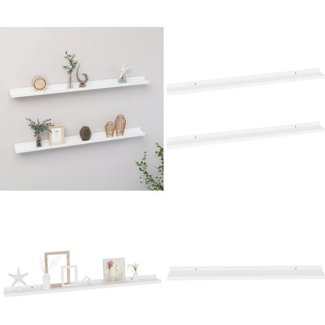 Étagères murales 2 pcs Blanc 100x9x3 cm - Étagères Murales - Étagères Déco - Rangement Mural - Décoration Murale - Meubles Blancs - Home & Living (1/5)