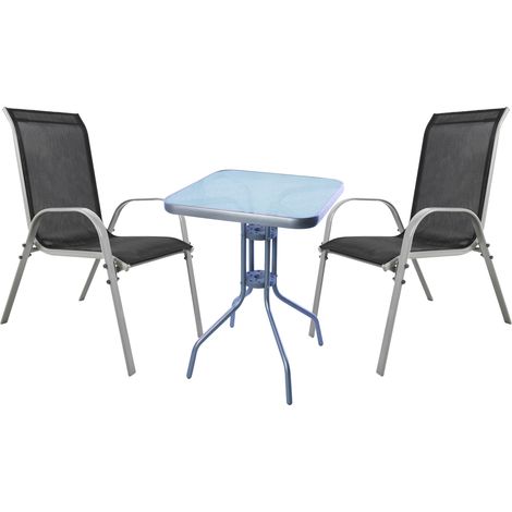 Bistrogarnitur 3-teilig Silbergrau/Schwarz-MMC33081+2xMMC330886-Silber (1/3)