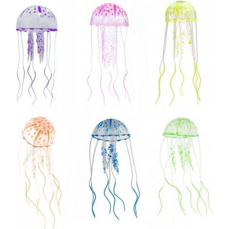 Ornements de méduses artificielles en silicone pour aquarium décoratif (1/4)