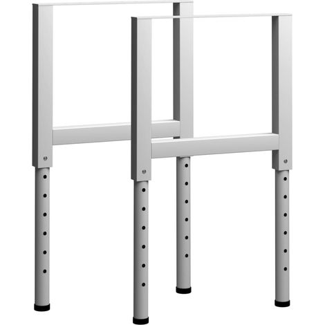 The Living Store Werkbankgestell Verstellbar 2 Stk. Metall 55x(69-95,5) cm Grau - Tisch Gestell - Metallgestell - Werkbankgestell - Höhenverstellbar - Grau (1/5)