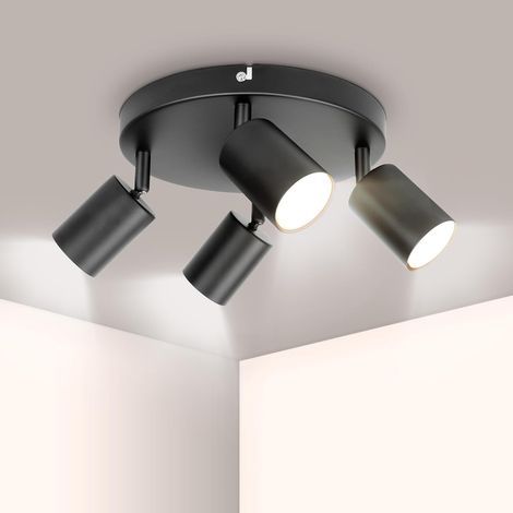 Spot Plafond Noir, Plafonnier LED 4 Spots Orientables, Plafonnier Spot , Ronde Éclairage de Plafond, Moderne Applique Plafond Interieur LED pour Cuisine, Chambre, Salon, Source lumineuse comprise (1/5)