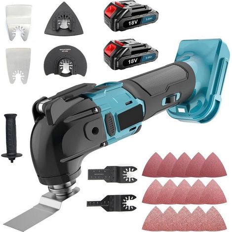 18V Akkubetriebene, bürstenlose, oszillierende Multifunktions-Elektrosäge, Kantenschneider, Schaufel, Schneide-, Polier- und Holzbearbeitungsmaschine mit flexibler Rotationsfunktion (2-Akku-Set) (1/5)