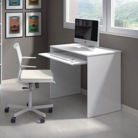 Bureau avec plateau coulissant 90x54x79 cm blanc