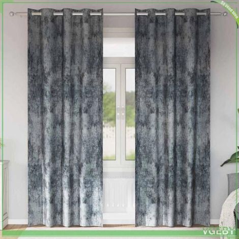 Rideaux en velours - FAFEISY - 4107651 - Gris argenté - 245 x 140 cm - Occultant (lot de 2) (1/5)