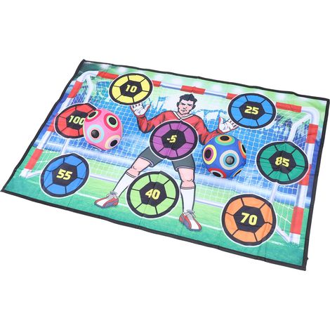 Jeu de football avec 2 ballons, pompe à air, tapis de jeu, cible et but pour l'intérieur et l'extérieur (jardin). Idéal pour développer ses compétences. (1/5)