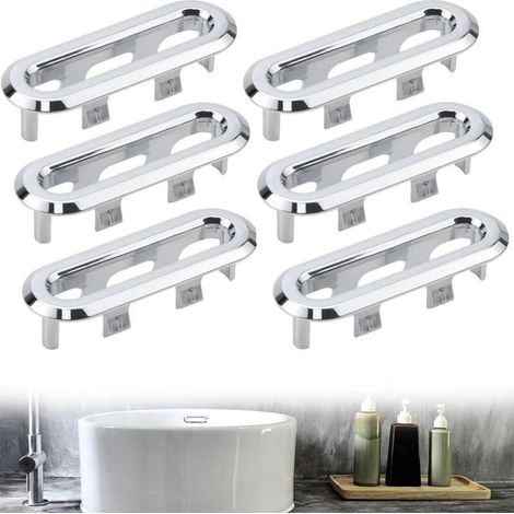 Lot de 6 Anneaux de Débordement d’Évier pour Trou Rectangle, Bouchons de Trop-Plein et Garnitures, Pratiques pour Éviter les Débordements et S'Adapter à Différents Lavabos (1/5)