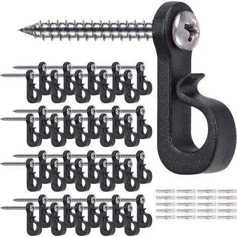 Lot de 40 suspensions lumineuses de Noël avec vis cruciformes pour garage, réveillon du Nouvel An, fête en plein air, câble facile à retirer et guirlandes lumineuses LED, vis larges (1/4)