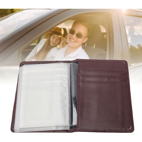 Porte-Assurance pour Immatriculation Russe, Organisateur de Documents en Cuir PU Café Foncé pour Voiture (1/5)