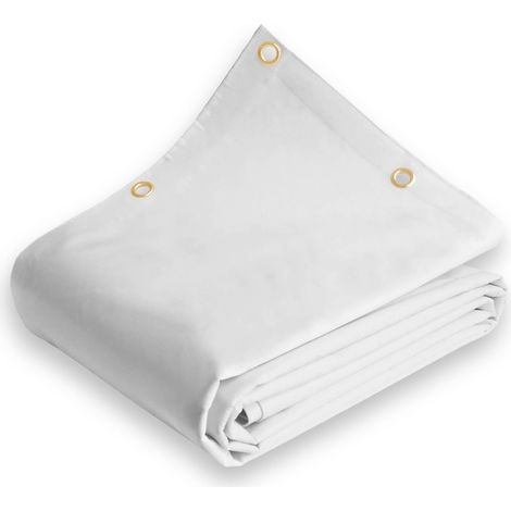 TELO IMPERMEABILE 650 GR/M² TELONE PER CAMION PESANTE BIANCO CON OCCHIELLI 3X5 (1/4)
