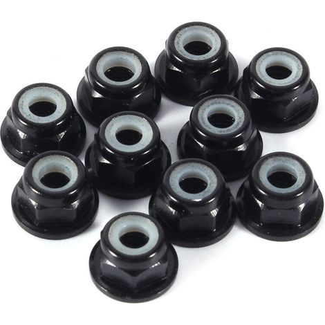 Lot de 10 écrous hexagonaux autobloquants M3 en aluminium avec insert en nylon noir
