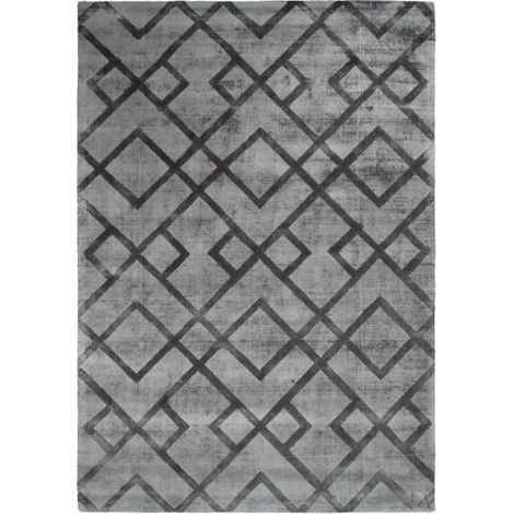 Tapis Rétro à Poils Courts Fait Main "Luxury III" Gris 80 x 150 cm (1/4)