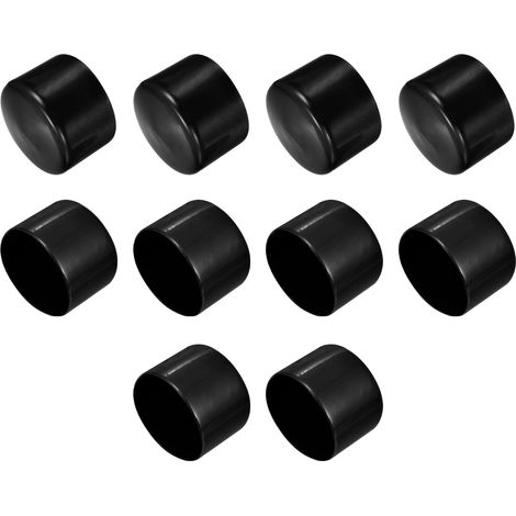 10Pcs Embouts en Caoutchouc 2 9/16"(65mm) ID Capuchon de Boulon de Tube Rond en Vinyle Protecteurs de Filetage Noir (1/5)