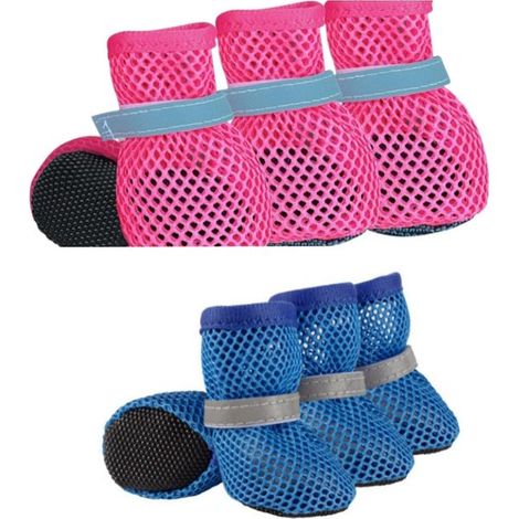 Achtteiliges Set schützender Hundeschuhe atmungsaktive und bequeme Sommerschuhe für Hunde geeignet für drinnen und draußen im Sommer Pink Rot S (1/5)