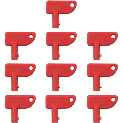Lot de 10 Clés pour Interrupteur de Batterie de Voiture, 12 V 24 V Les clés Rechange commutateur d'isolateur pour Voiture Bateau Camion Automatique (1/4)