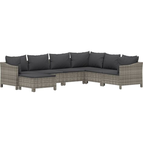 Mobili da giardino mobili da esterno Set di mobili da 7 pezzi con cuscini grigi in resina intrecciata 020017230