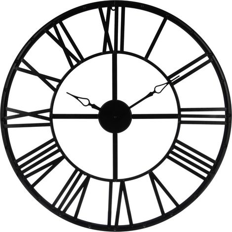 Schwarze Wanduhr Ø 70 cm, moderne Uhr, dekorative Uhr, Metallwanduhr, Wohnuhr