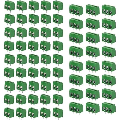 150 Pièces PCB 5mm Vis Connecteur, Bornier à Souder Vert, 2/3 Broches Bornier à Vis de PCB Circuit Imprimé pour Arduino