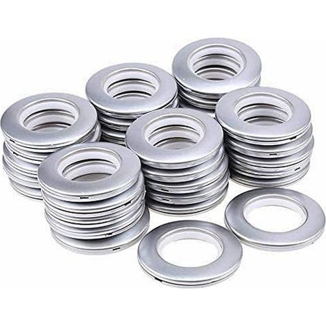 Lot de 20 œillets de rideau en plastique avec rondelles, faciles à presser et à clipser, anneaux de rideau coulissants silencieux, pour rideaux, toile (1/5)