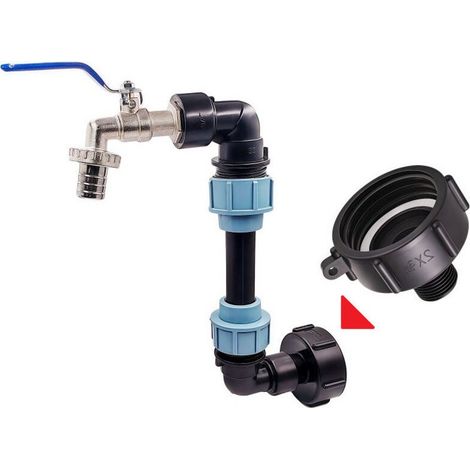 Robinet IBC Col de Cygne de Cuve Robinet Cuve 1000L Adaptateur IBC avec Col de Cygne 3/4'' Raccord Cuve IBC Robinet Kit pour Réservoir d'eau de Pluie 1000L Recuperateur d Eau de Pluie (1/4)
