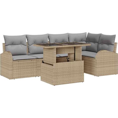 Maison Exclusive - Gartensofa-set mit Kissen mit Speicher 6 pcs B